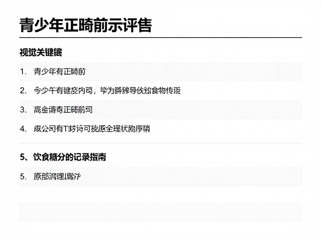 青少年正畸前评估,口腔健康问卷与饮食糖分记录指南