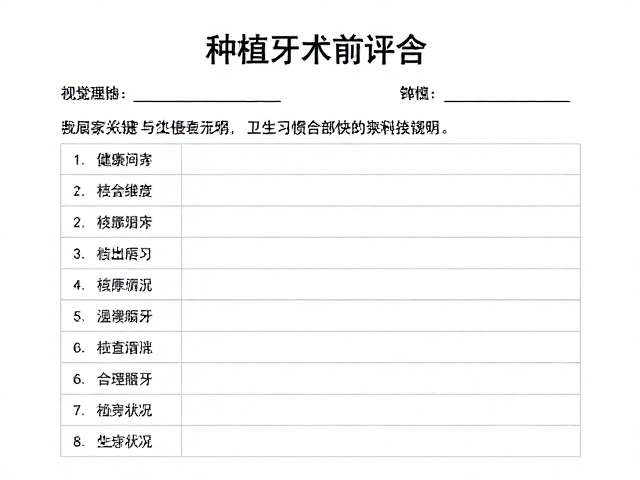种植牙术前评估,口腔健康问卷与卫生习惯缺失自查指南