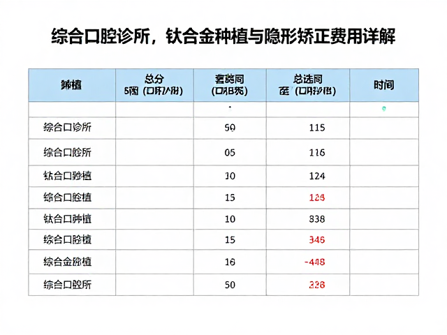 综合口腔诊所，钛合金种植与隐形矫正费用详解（数千至数万）