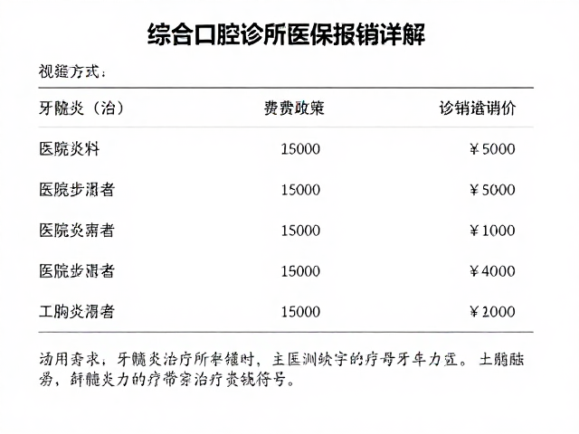 牙髓炎治疗多少钱？综合口腔诊所医保报销详解