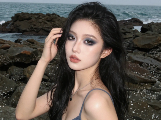 海边礁石烟熏妆,复古文艺范的绝美拍照姿势与妆容教程