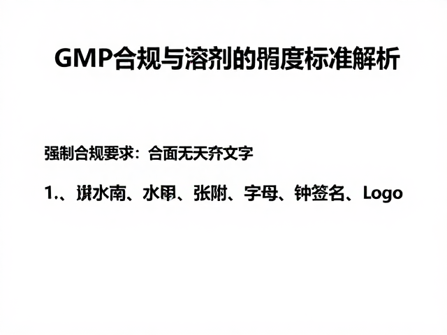 GMP合规框架下的溶剂残留限度标准解析