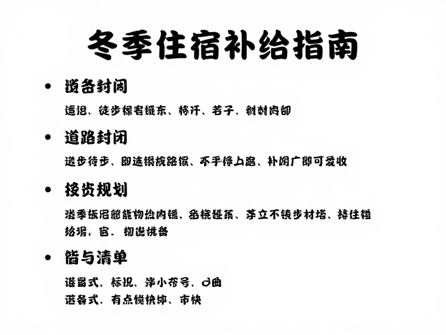 冬季徒步住宿补给指南,道路封闭应对与终点接驳全攻略
