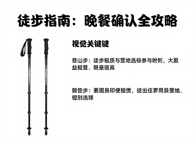 徒步住宿补给指南,登山杖租赁与晚餐确认全攻略