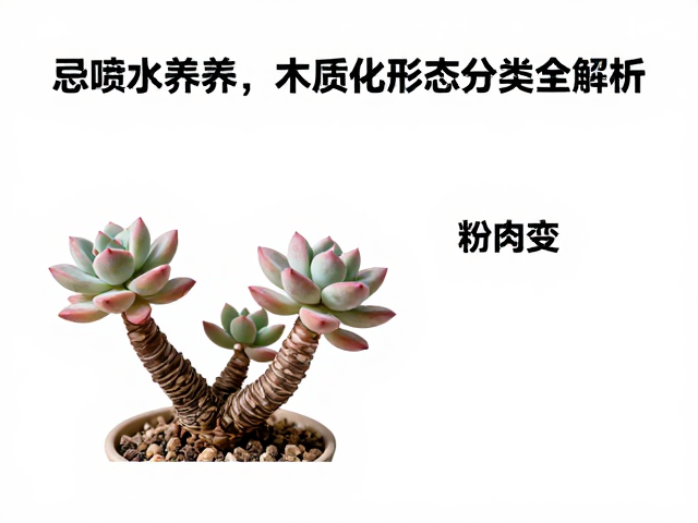 多肉老桩带粉品种识别，忌喷水养护与木质化形态分类全解析