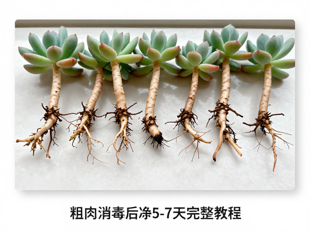 多肉修根晾根标准，粗根消毒后晾5-7天完整教程