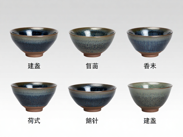 建盏器型分类，茶盏托搭配茶末釉主人杯，尽显茶道雅致美学