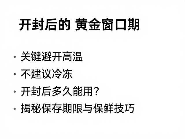 避开高温与冷冻:开封后的“黄金窗口期”