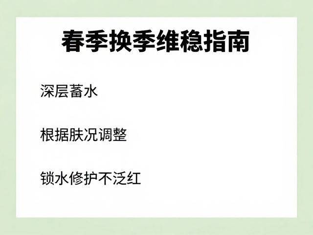 春季换季维稳指南,深层蓄水,根据肤况调整,锁水修护不泛红
