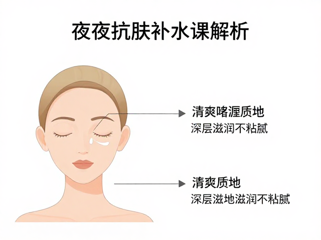 夜间修护快速补水,清爽啫喱质地深层滋润不粘腻