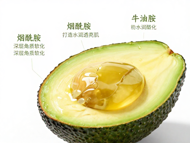 牛油果脂，烟酰胺，深层角质软化，打造水润透亮肌