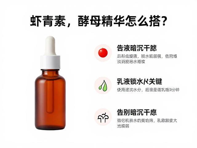 虾青素,酵母精华怎么搭?后续乳液锁水关键,告别暗沉干瘪