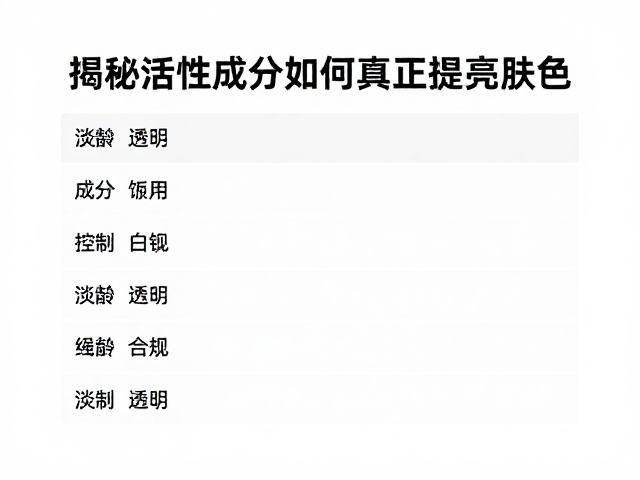 成分表透明!揭秘活性成分如何真正提亮肤色