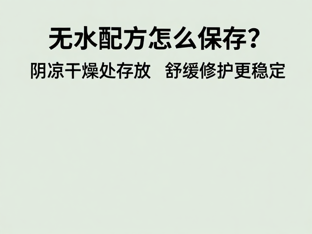 无水配方怎么保存?阴凉干燥处存放,舒缓修护更稳定