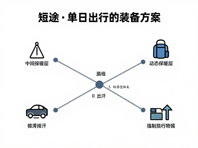 短途单日出行装备方案,中间保暖层选择与路线标记识别指南