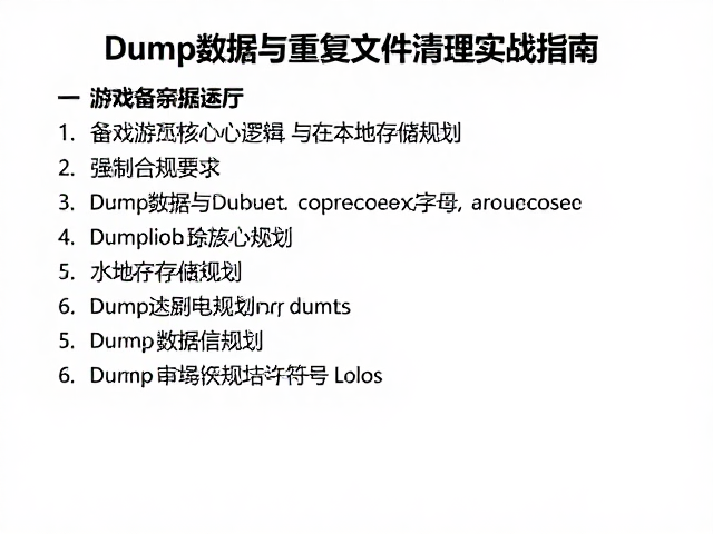 游戏备份运行，Dump数据与重复文件清理实战指南