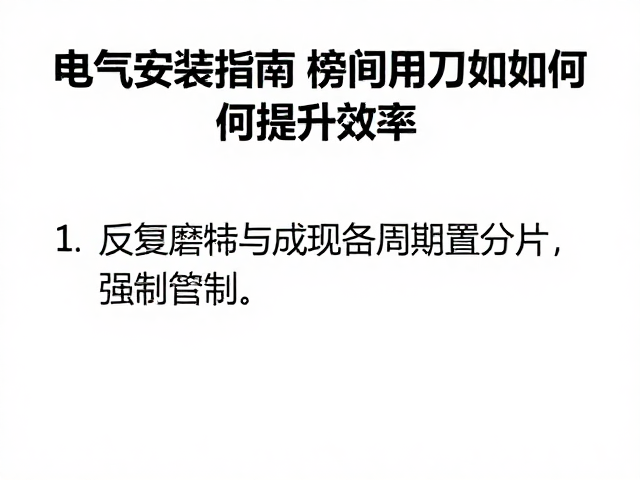 电气安装指南,可反复磨削备用刀片如何提升效率?