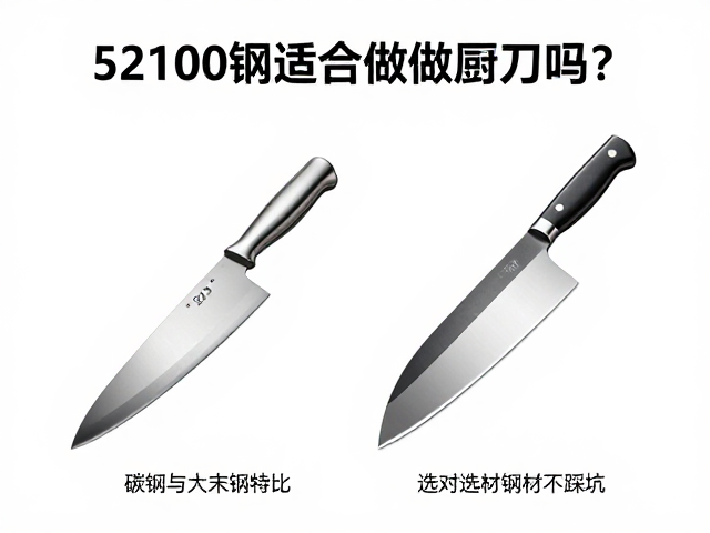 52100钢适合做厨刀吗?碳钢与粉末钢对比,选对钢材不踩坑