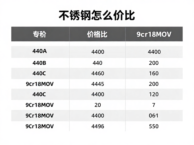 440A/440B/440C与9Cr18MOV价格对比,不锈钢怎么选?