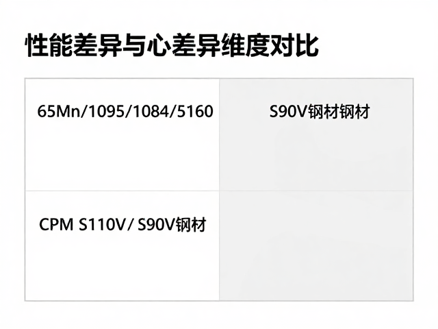 65Mn/1095/1084/5160与CPM S110V、S90V钢材对比，性能差异与选购指南