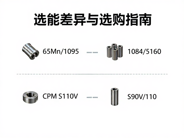 65Mn/1095/1084/5160与CPM S110V、S90V钢材对比，性能差异与选购指南