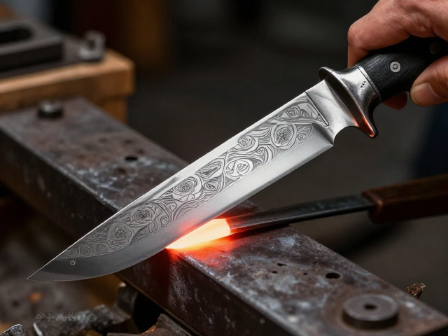 8Cr17MoV玫瑰纹大马士革钢刀具，名匠锻造工艺解析