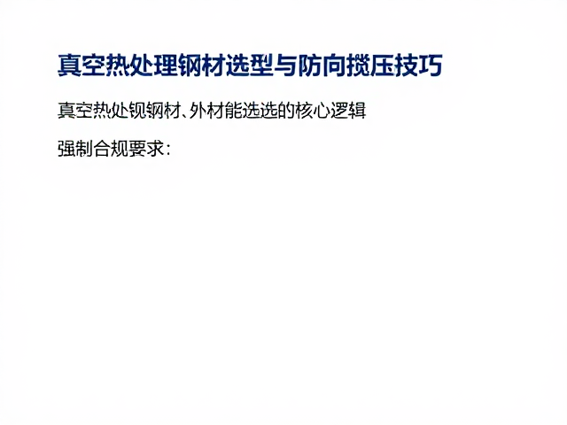 真空热处理钢材选型与防横向撬压技巧,打造高性能精密零件