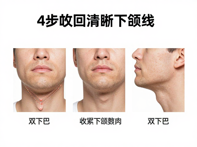 双下巴困扰人群必看，居家日常护理收紧下颌赘肉，4步找回清晰下颌线