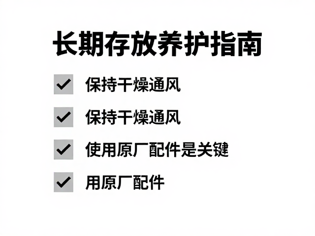 长期存放养护指南，保持干燥通风，使用原厂配件是关键