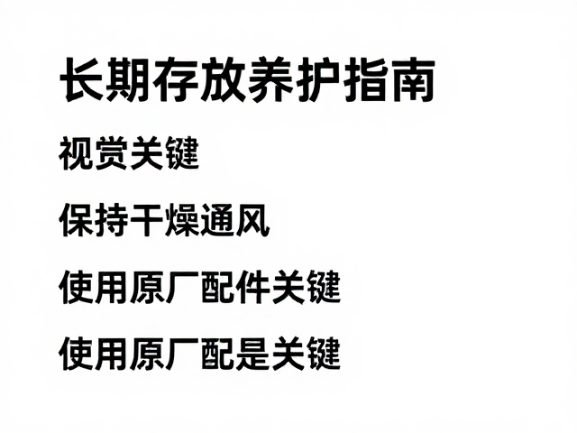 长期存放养护指南，保持干燥通风，使用原厂配件是关键