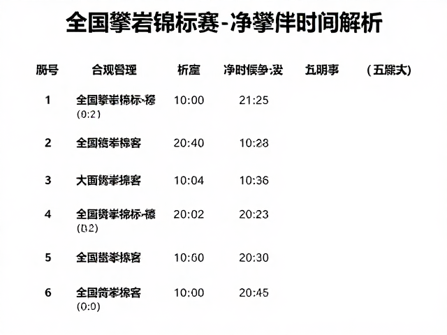 全国攀岩锦标赛,计时攀爬与净攀爬时间解析