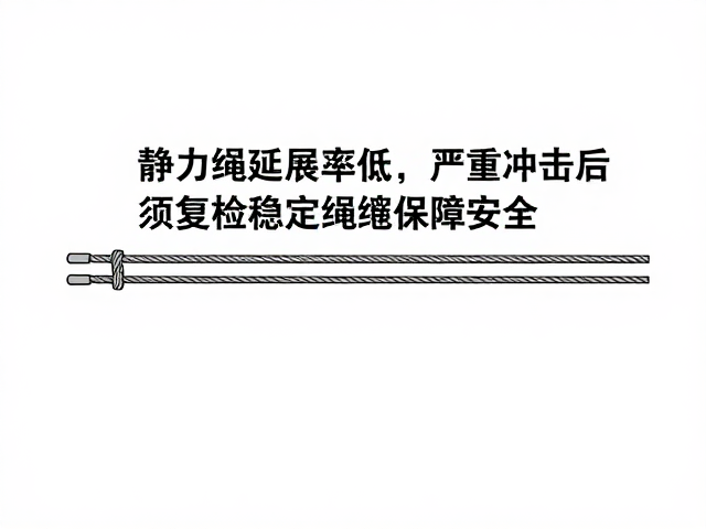 静力绳延展率低,严重冲击后须复检稳定绳缆保障安全