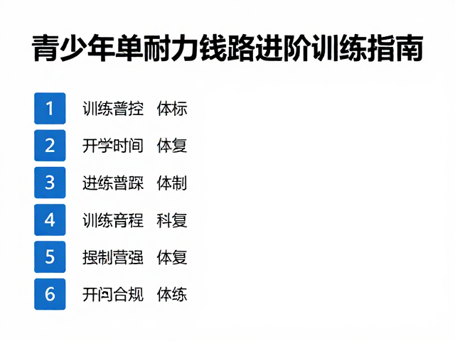 青少年体育培训,速度与耐力线路进阶训练指南