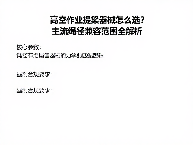 高空作业提拉器械怎么选?主流绳径兼容范围全解析