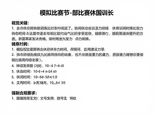模拟比赛节奏训练，如何避免休息时间过长，分段发力提升表现