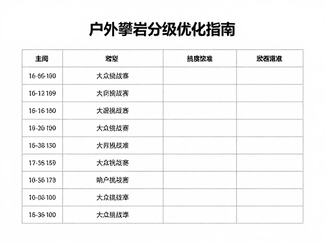户外攀岩管理制度与大众挑战赛，难度分级优化指南