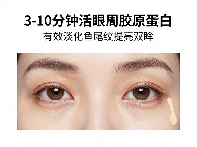 每天3-10分钟激活眼周胶原蛋白，有效淡化鱼尾纹提亮双眸