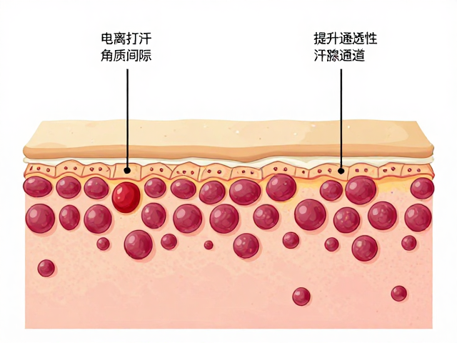 电离打开角质间隙，提升通透性疏通汗腺通道