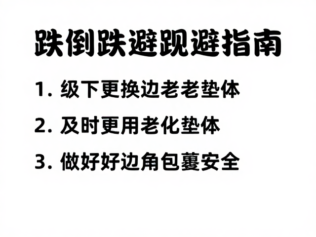 跌倒规避指南,及时更换老化垫体,做好边角包覆安全