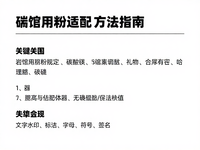 岩馆用粉规定,碳酸镁干湿适配用法指南