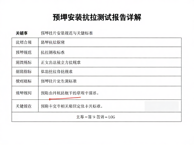 预埋安装抗拉测试报告详解,固定挂片安装规范与验收标准