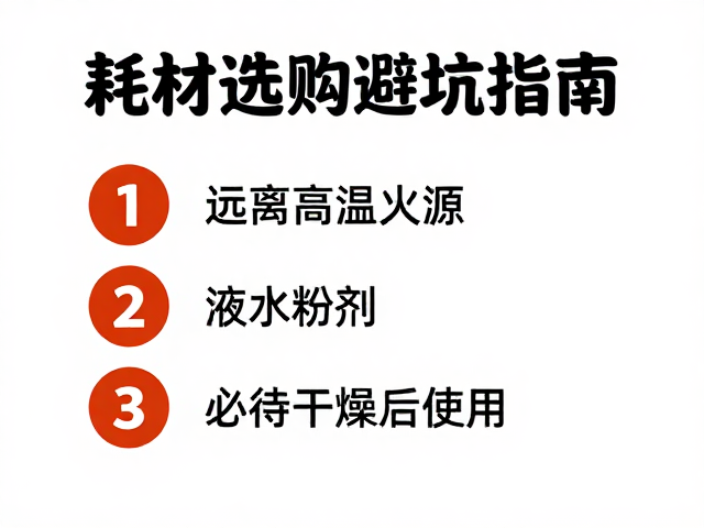 耗材选购避坑指南,远离高温火源,液体粉剂务必待干燥后使用