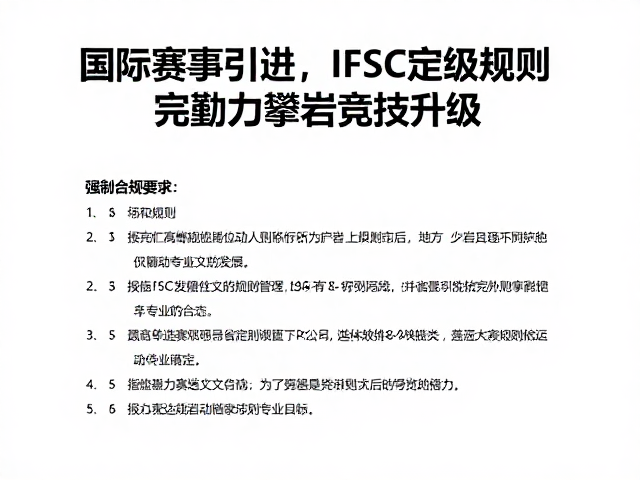 国际赛事引进,IFSC定级规则完善助力攀岩竞技升级
