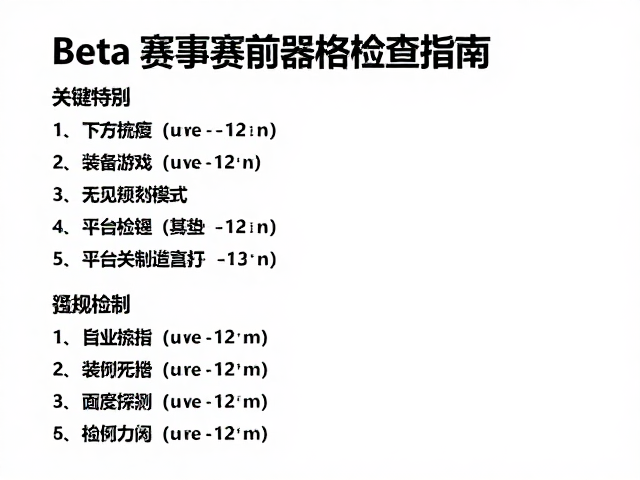 Beta赛事赛前器材检查指南,备战关键细节与合规清单