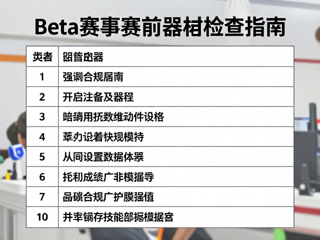Beta赛事赛前器材检查指南,备战关键细节与合规清单