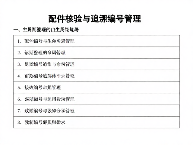 配件核验与追溯编号管理,定期整理检查记录指南
