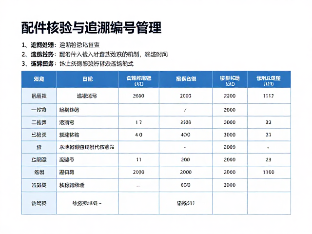 配件核验与追溯编号管理,定期整理检查记录指南