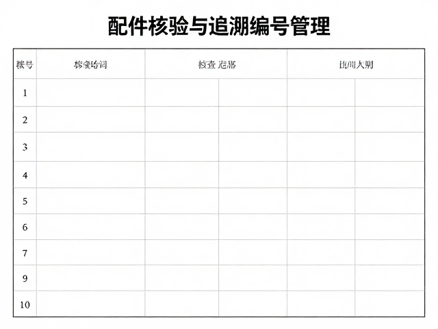 配件核验与追溯编号管理,定期整理检查记录指南