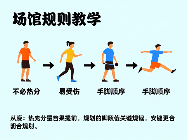 场馆规则教学，热身不充分易受伤，规划手脚顺序是关键