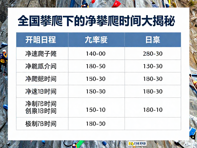 全国攀岩锦标赛,极速攀爬下的净攀爬时间大揭秘